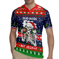 Dead Inside But Jolly Af Christmas Skeleton Rugby Jersey Xmas Holiday Patterns - Wonder Print Shop