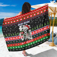 Dead Inside But Jolly Af Christmas Skeleton Sarong Xmas Holiday Patterns - Wonder Print Shop