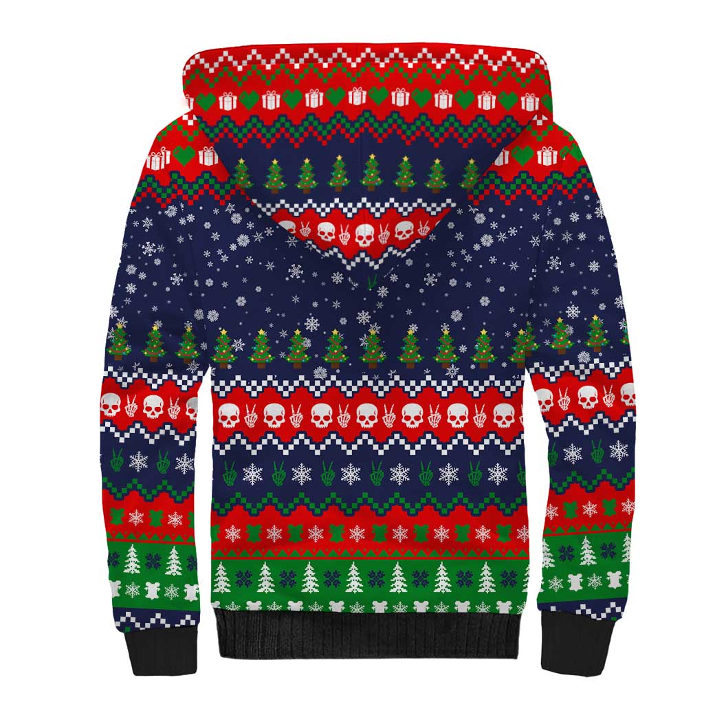 Dead Inside But Jolly Af Christmas Skeleton Sherpa Hoodie Xmas Holiday Patterns - Wonder Print Shop