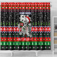 Dead Inside But Jolly Af Christmas Skeleton Shower Curtain Xmas Holiday Patterns - Wonder Print Shop