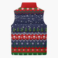 Dead Inside But Jolly Af Christmas Skeleton Sleeveless Puffer Jacket Xmas Holiday Patterns - Wonder Print Shop