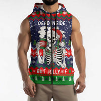 Dead Inside But Jolly Af Christmas Skeleton Sleeveless Zip Hoodie Xmas Holiday Patterns - Wonder Print Shop