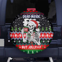 Dead Inside But Jolly Af Christmas Skeleton Spare Tire Cover Xmas Holiday Patterns - Wonder Print Shop