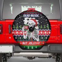 Dead Inside But Jolly Af Christmas Skeleton Spare Tire Cover Xmas Holiday Patterns - Wonder Print Shop
