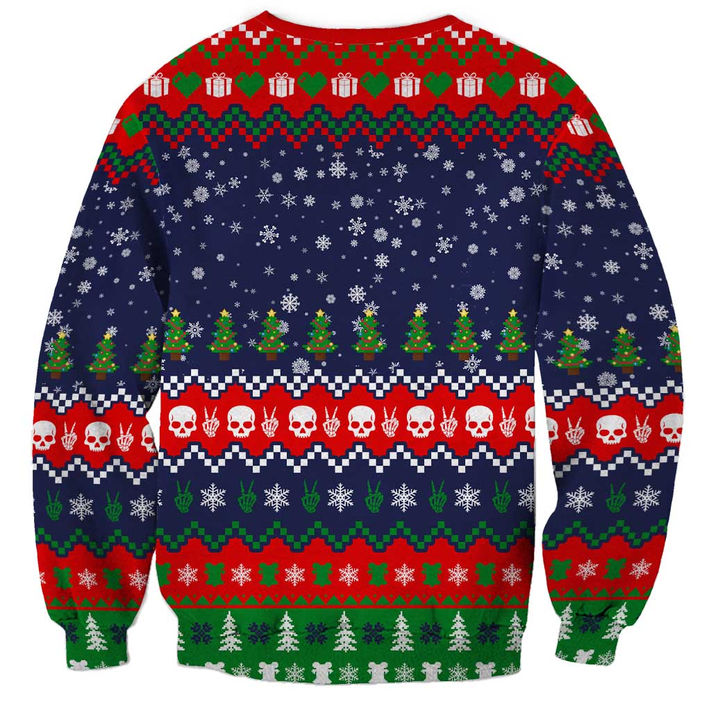 Dead Inside But Jolly Af Christmas Skeleton Sweatshirt Xmas Holiday Patterns - Wonder Print Shop