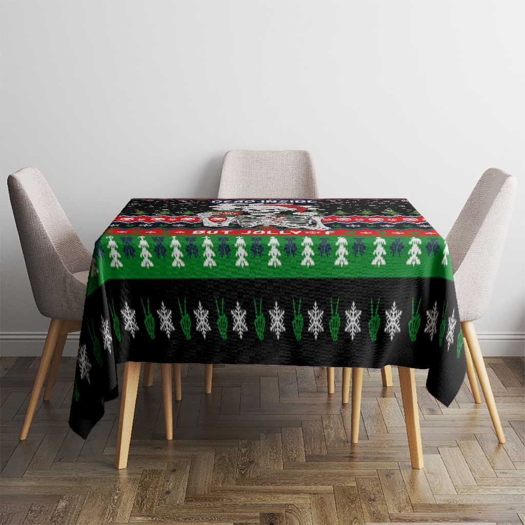 Dead Inside But Jolly Af Christmas Skeleton Tablecloth Xmas Holiday Patterns - Wonder Print Shop