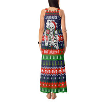 Dead Inside But Jolly Af Christmas Skeleton Tank Maxi Dress Xmas Holiday Patterns - Wonder Print Shop