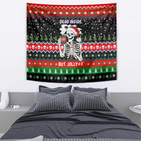 Dead Inside But Jolly Af Christmas Skeleton Tapestry Xmas Holiday Patterns - Wonder Print Shop