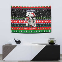 Dead Inside But Jolly Af Christmas Skeleton Tapestry Xmas Holiday Patterns - Wonder Print Shop