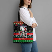 Dead Inside But Jolly Af Christmas Skeleton Tote Bag Xmas Holiday Patterns - Wonder Print Shop