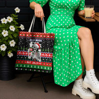 Dead Inside But Jolly Af Christmas Skeleton Tote Bag Xmas Holiday Patterns - Wonder Print Shop