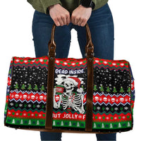 Dead Inside But Jolly Af Christmas Skeleton Travel Bag Xmas Holiday Patterns - Wonder Print Shop