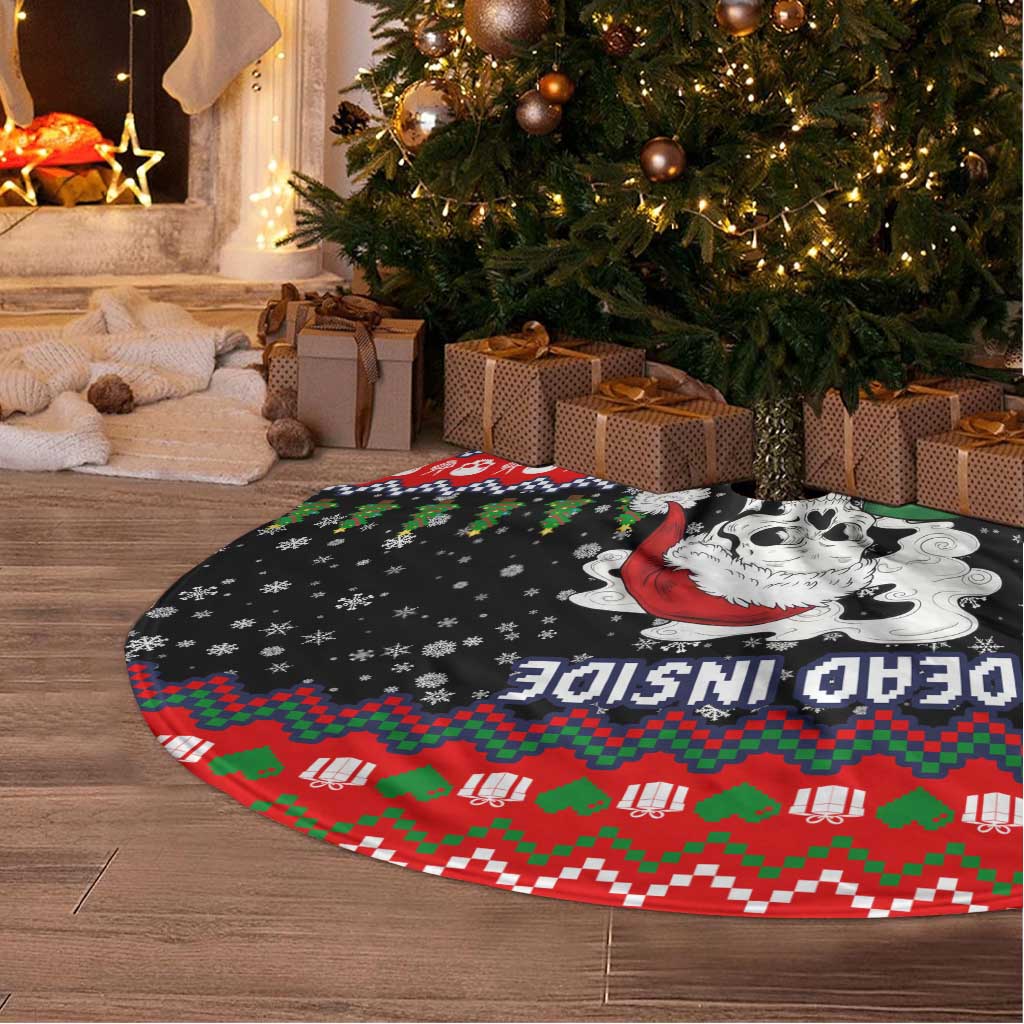 Dead Inside But Jolly Af Christmas Skeleton Tree Skirt Xmas Holiday Patterns - Wonder Print Shop