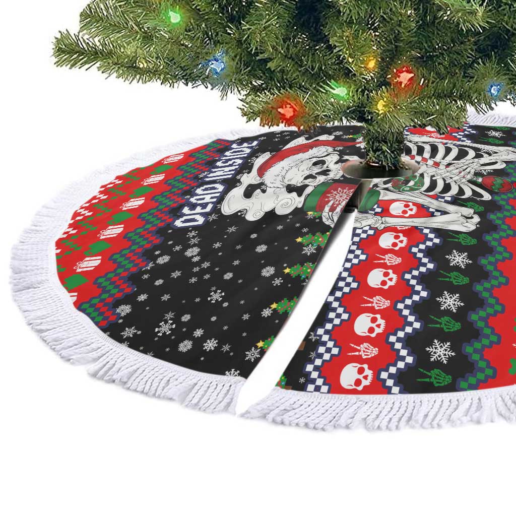 Dead Inside But Jolly Af Christmas Skeleton Tree Skirt Xmas Holiday Patterns - Wonder Print Shop