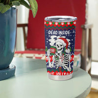 Dead Inside But Jolly Af Christmas Skeleton Tumbler Cup Xmas Holiday Patterns - Wonder Print Shop