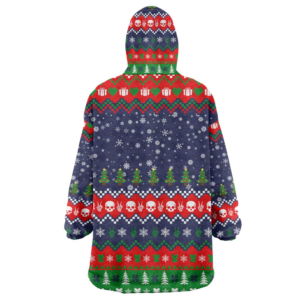 Dead Inside But Jolly Af Christmas Skeleton Wearable Blanket Hoodie Xmas Holiday Patterns - Wonder Print Shop