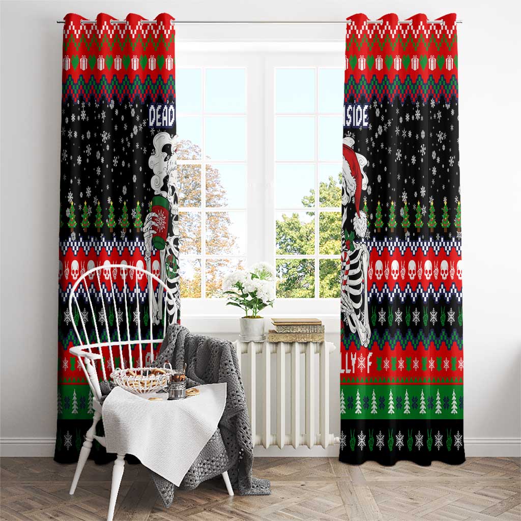 Dead Inside But Jolly Af Christmas Skeleton Window Curtain Xmas Holiday Patterns - Wonder Print Shop