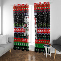 Dead Inside But Jolly Af Christmas Skeleton Window Curtain Xmas Holiday Patterns - Wonder Print Shop