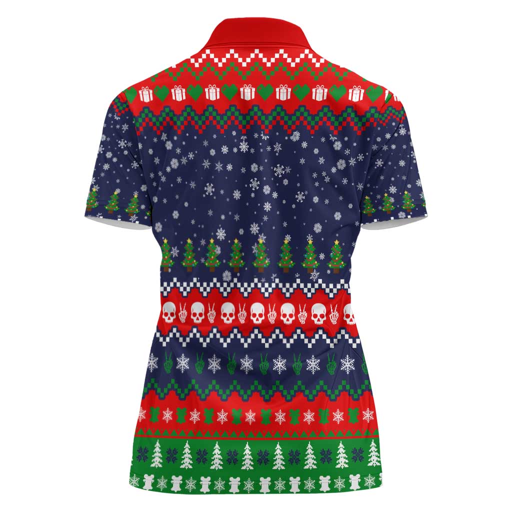 Dead Inside But Jolly Af Christmas Skeleton Women Polo Shirt Xmas Holiday Patterns - Wonder Print Shop