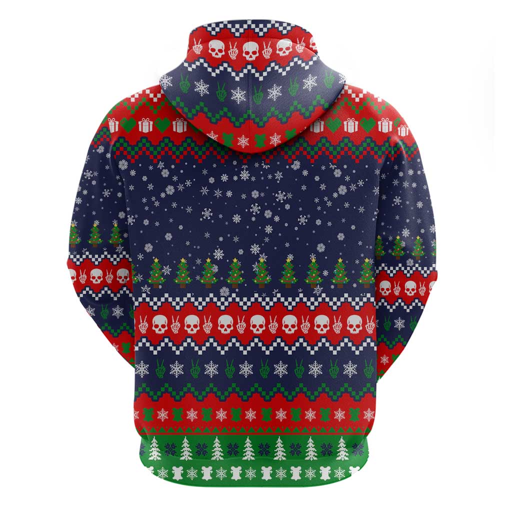 Dead Inside But Jolly Af Christmas Skeleton Zip Hoodie Xmas Holiday Patterns - Wonder Print Shop
