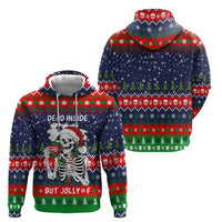 Dead Inside But Jolly Af Christmas Skeleton Zip Hoodie Xmas Holiday Patterns - Wonder Print Shop