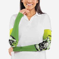 Personalized Skull Bowling Arm Sleeves with Neon Green Strike Design - Edgy Bowler Style - Wonder Print Shop