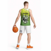 Personalized Skull Bowling Basketball Jersey with Neon Green Strike Design - Edgy Bowler Style - Wonder Print Shop