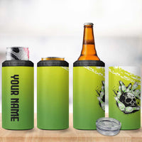 Personalized Skull Bowling 4 in 1 Can Cooler Tumbler with Neon Green Strike Design - Edgy Bowler Style - Wonder Print Shop