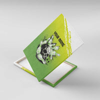 Personalized Skull Bowling Canvas Wall Art with Neon Green Strike Design - Edgy Bowler Style - Wonder Print Shop
