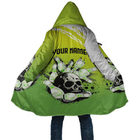 Personalized Skull Bowling Cloak with Neon Green Strike Design - Edgy Bowler Style - Wonder Print Shop
