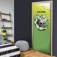 Personalized Skull Bowling Door Cover with Neon Green Strike Design - Edgy Bowler Style - Wonder Print Shop