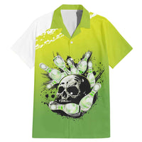 Personalized Skull Bowling Family Matching Mermaid Dress and Hawaiian Shirt with Neon Green Strike Design - Edgy Bowler Style - Wonder Print Shop