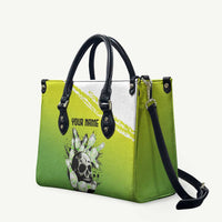 Personalized Skull Bowling Leather Bag with Neon Green Strike Design - Edgy Bowler Style - Wonder Print Shop
