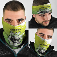 Personalized Skull Bowling Neck Gaiter with Neon Green Strike Design - Edgy Bowler Style - Wonder Print Shop