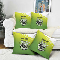Personalized Skull Bowling Pillow Cover with Neon Green Strike Design - Edgy Bowler Style - Wonder Print Shop