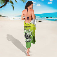 Personalized Skull Bowling Sarong with Neon Green Strike Design - Edgy Bowler Style - Wonder Print Shop