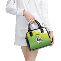 Personalized Skull Bowling Shoulder Handbag with Neon Green Strike Design - Edgy Bowler Style - Wonder Print Shop