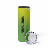 Personalized Skull Bowling Skinny Tumbler with Neon Green Strike Design - Edgy Bowler Style - Wonder Print Shop