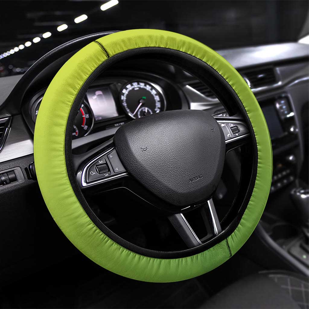 Skull Bowling Steering Wheel Cover with Neon Green Strike Design - Edgy Bowler Style - Wonder Print Shop