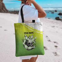Personalized Skull Bowling Tote Bag with Neon Green Strike Design - Edgy Bowler Style - Wonder Print Shop