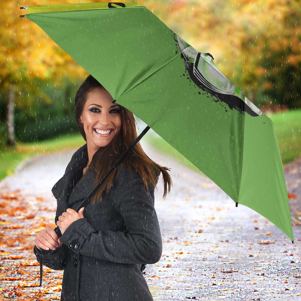 Personalized Skull Bowling Umbrella with Neon Green Strike Design - Edgy Bowler Style - Wonder Print Shop