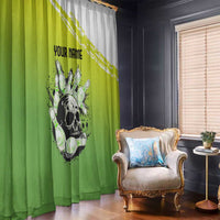 Personalized Skull Bowling Window Curtain with Neon Green Strike Design - Edgy Bowler Style - Wonder Print Shop