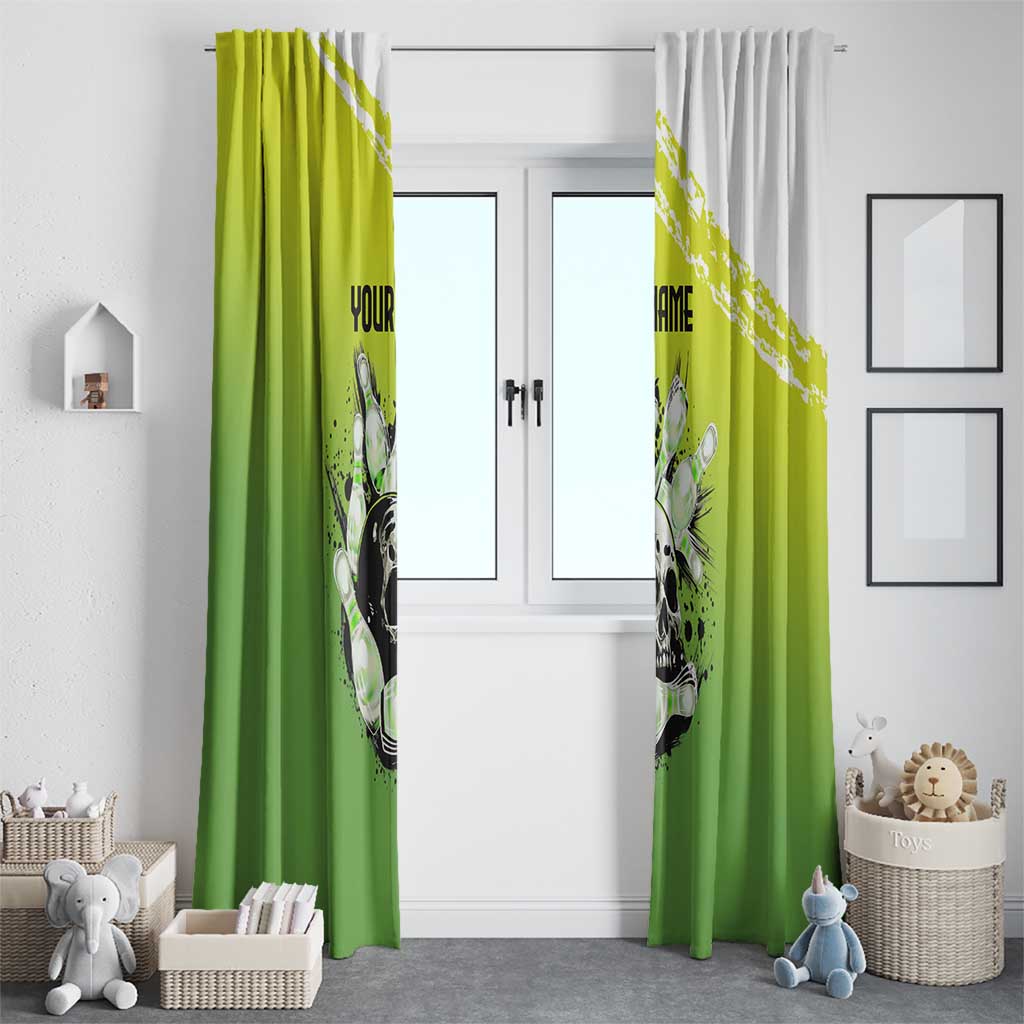 Personalized Skull Bowling Window Curtain with Neon Green Strike Design - Edgy Bowler Style - Wonder Print Shop