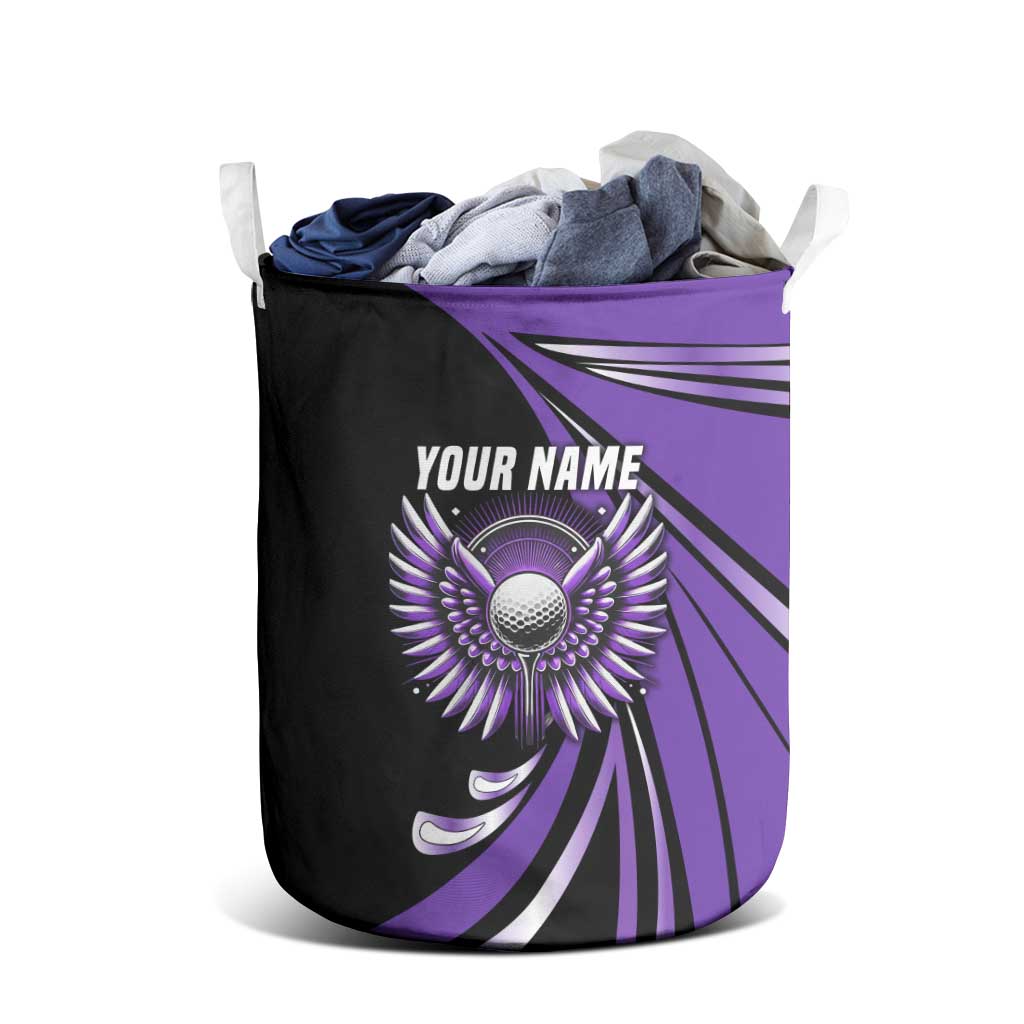Personalized Purple Winged Golf Ball Laundry Basket Bold Golf Graphic Design - Wonder Print Shop