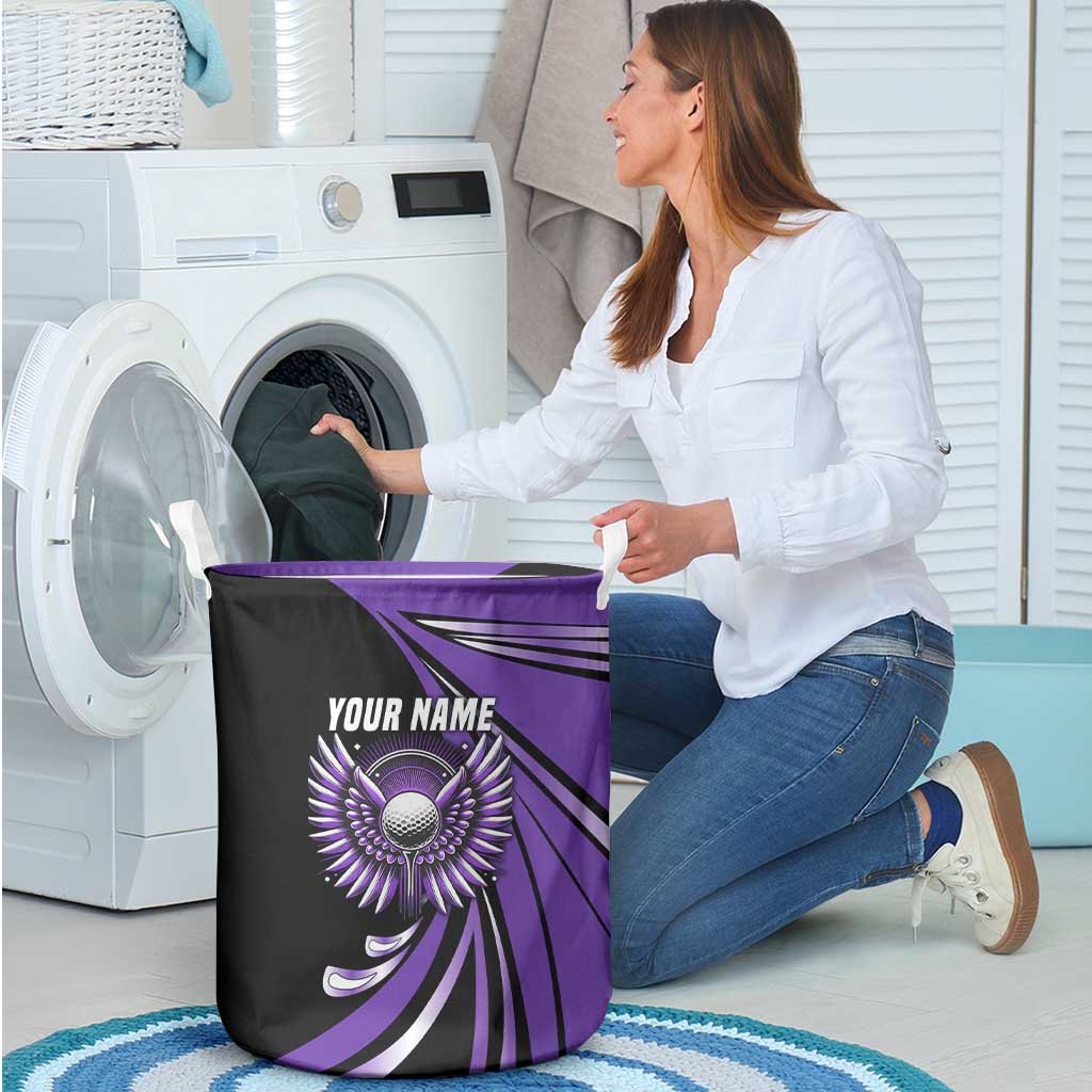 Personalized Purple Winged Golf Ball Laundry Basket Bold Golf Graphic Design - Wonder Print Shop