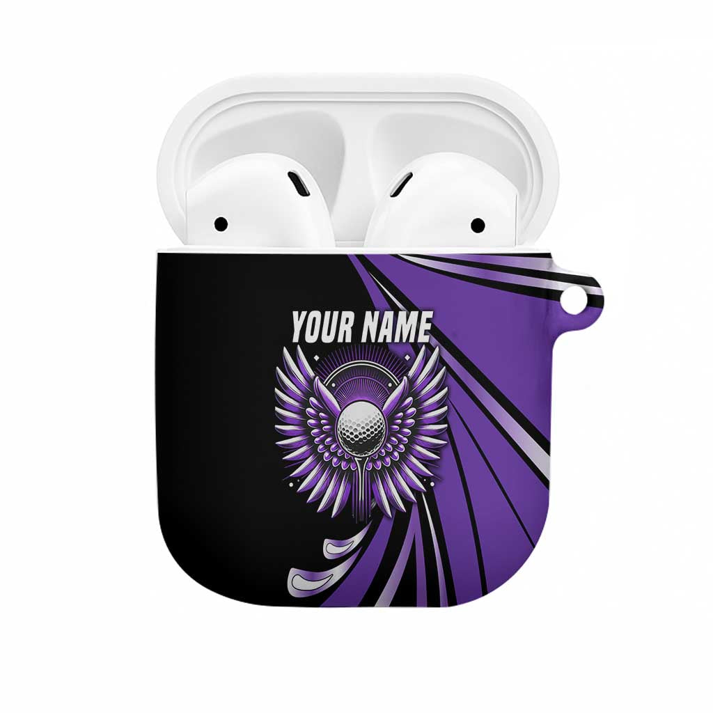 Personalized Purple Winged Golf Ball AirPods Case Bold Golf Graphic Design - Wonder Print Shop