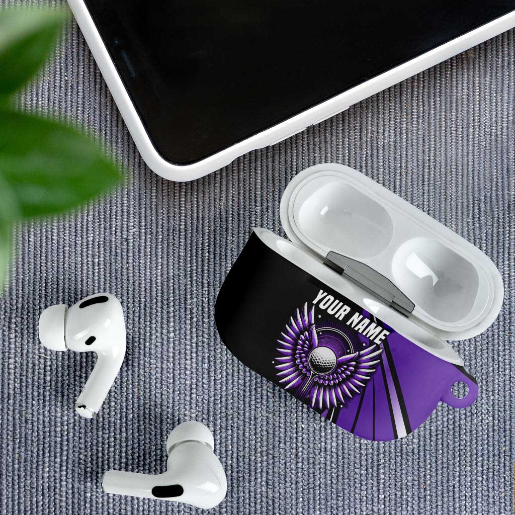 Personalized Purple Winged Golf Ball AirPods Case Bold Golf Graphic Design - Wonder Print Shop