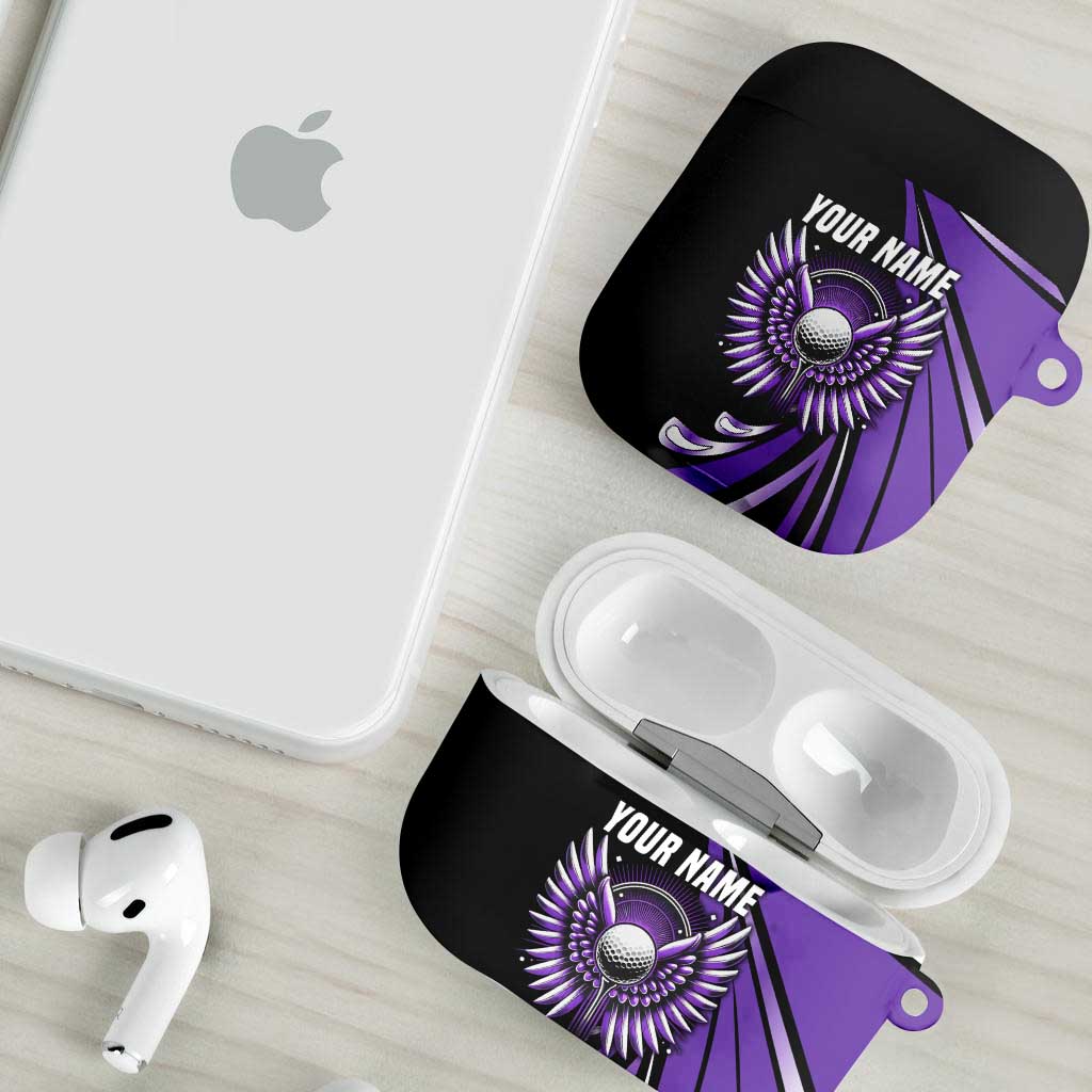 Personalized Purple Winged Golf Ball AirPods Case Bold Golf Graphic Design - Wonder Print Shop