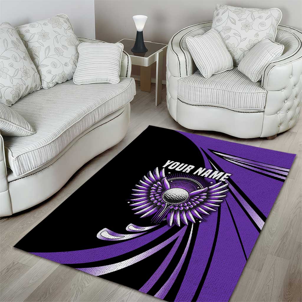 Personalized Purple Winged Golf Ball Area Rug Bold Golf Graphic Design - Wonder Print Shop