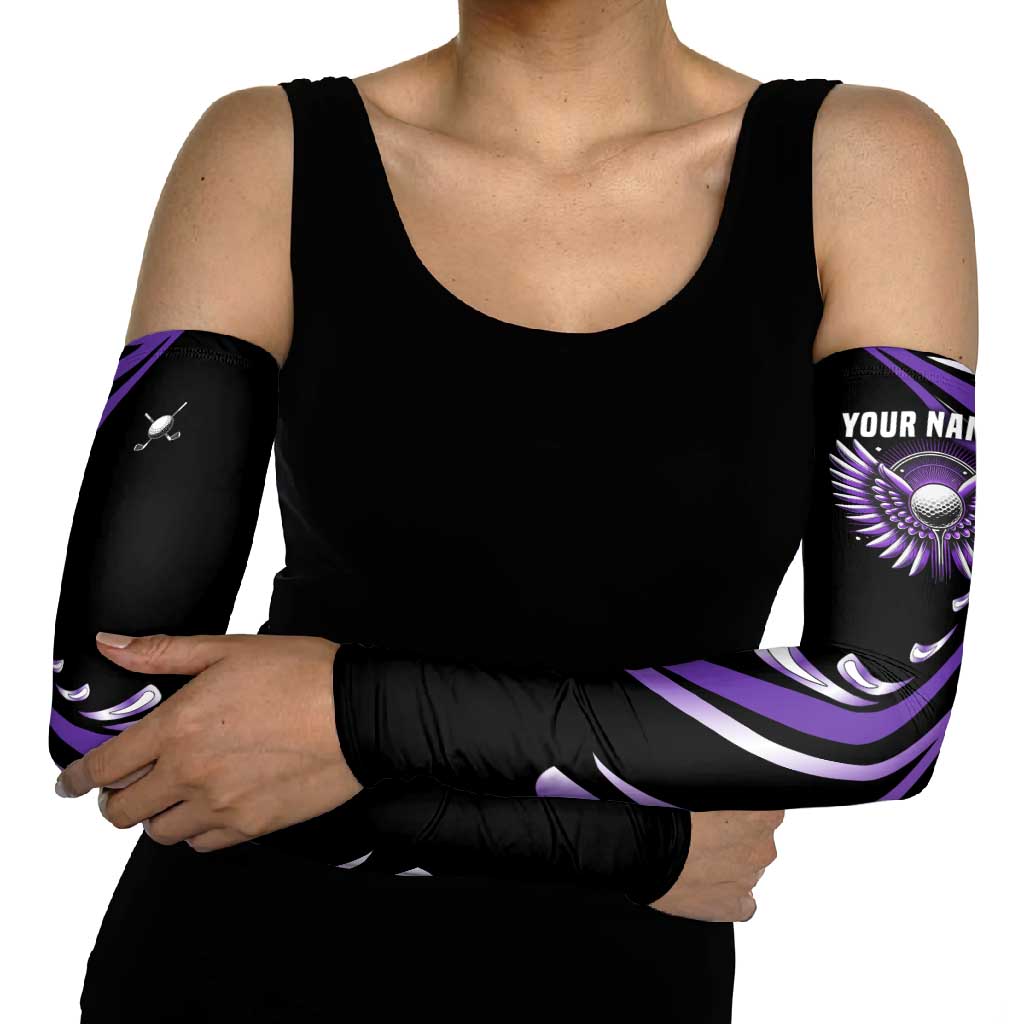 Personalized Purple Winged Golf Ball Arm Sleeves Bold Golf Graphic Design - Wonder Print Shop